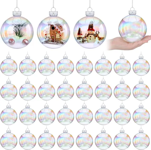Miniatura 8 de Funtery 24 adornos de plástico transparente para manualidades, adornos iridiscentes, decoración de bolas, caldero de burbujas de 2.5 pulgadas