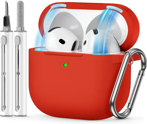 Miniatura 24 de Funda para AirPods 4 2024, viene con kit de limpieza, funda protectora de silicona suave para fundas Apple AirPods de 4ª generación con llavero