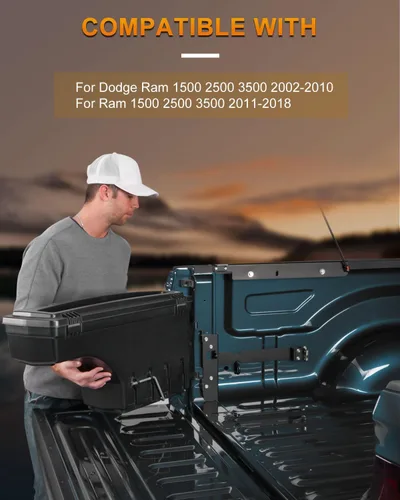 Miniatura 7 de ROADFAR Caja de almacenamiento de repuesto para caja de camioneta del lado derecho del pasajero para Dodge Ram 1500 2500 3500 2002-2010, para Ram