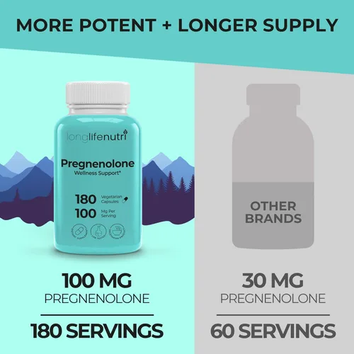 Miniatura 3 de Pregnenolone - Soporte para el cerebro y las hormonas - 180 cápsulas vegetales para mejorar la memoria, la concentración y la vitalidad - Fabricado