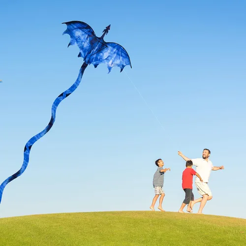 Miniatura 4 de Ice Dragon - Cometa enorme de 54 pulgadas para niños y adultos, cuerda de una sola línea fácil de volar con cola de 160 pulgadas para viajes a
