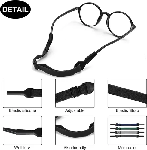 Miniatura 5 de 18 correas para lentes de sol para niños y niñas, ajustable, sin cola, soporte para lentes de sol de 6.69 a 13.38 pulgadas