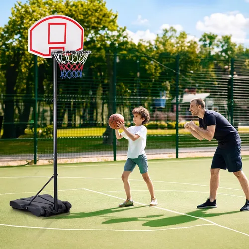 Miniatura 2 de JupiterForce Aro de baloncesto para niños, portería de baloncesto portátil de altura ajustable de 5.5 a 7 pies con tablero y ruedas de 28 pulgadas