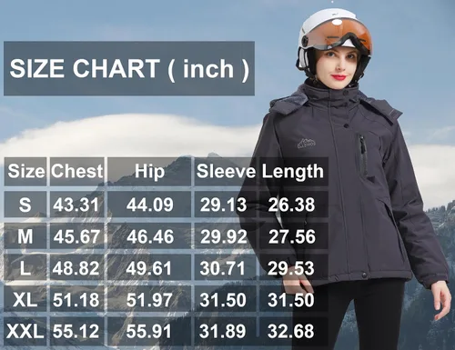 Miniatura 6 de ELLSWOS - Abrigos de invierno para mujer, resistentes al agua, chaqueta de esquí, abrigos cálidos para la nieve, cortavientos, impermeable