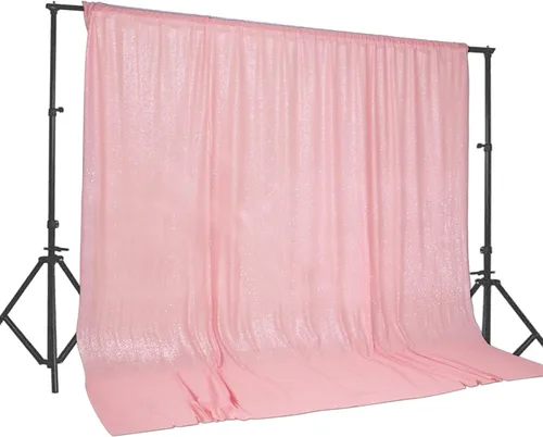 Miniatura 17 de PartyDelight - Fondo de lentejuelas rosa intenso de 6 pies x 8 pies para fotografía, cortina de bodas y eventos especiales Rosa encendido