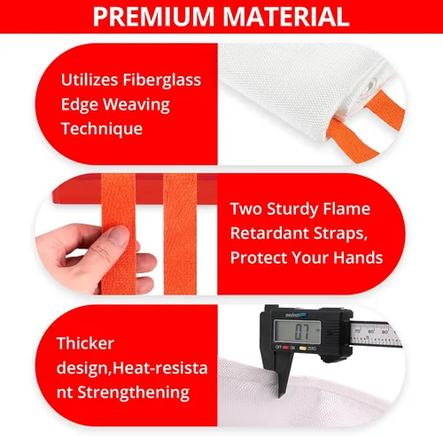 Miniatura 2 de SecuCaptain Manta de emergencia contra incendios para el hogar y la cocina, 40 x 40 pulgadas, manta de fibra de vidrio con supresión de llama