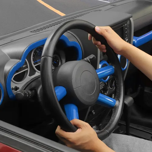 Miniatura 5 de Jimen Compatible con Jeep Wrangler JK & Unlimited 2007-2010, 10 piezas Panel de Moldura del Tablero de Consola Central y Rejilla de Aire