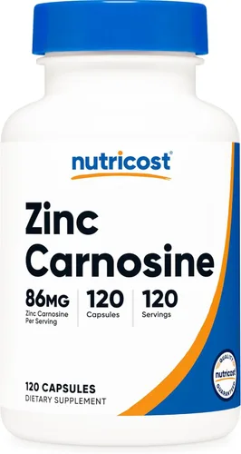 Nutricost - Zinc Carnosina 86 mg, 120 cápsulas - Sin OMG, sin gluten, suplemento de zinc L-carnosina