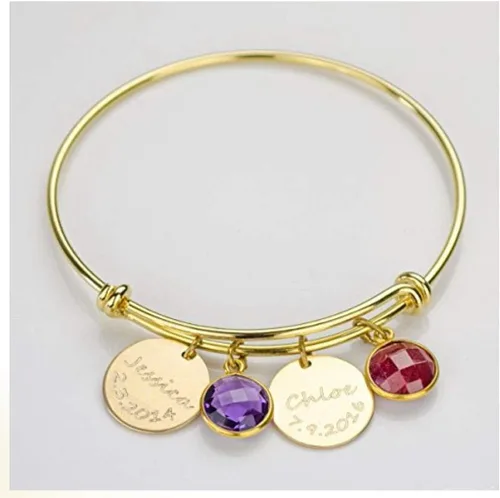 Miniatura 7 de Adabele Colgante de acero inoxidable chapado en oro amarillo de 18 quilates con piedra natal redonda de grado A de 0.236 in y 0.394 in, no se