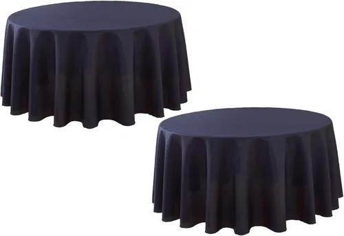Miniatura 37 de Paquete de 2 Manteles Redondos de 120 Pulgadas de Carbón, Mantel de Poliéster Lavable para Uso en el Hogar, Fiestas, Bodas o Restaurantes.