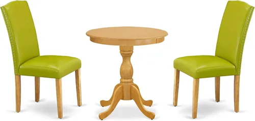Miniatura 12 de East West Furniture ESEN3-BCH-20 - Juego de mesa y sillas de cocina de 3 piezas contiene una mesa redonda de comedor con pedestal y 2 sillas Parsons