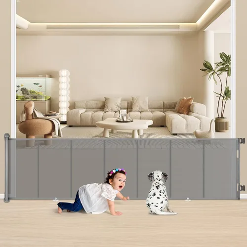 Puerta retráctil de seguridad extra ancha de 34 x 120 pulgadas, puerta de seguridad extra ancha para niños o mascotas, 34 pulgadas de alto, se