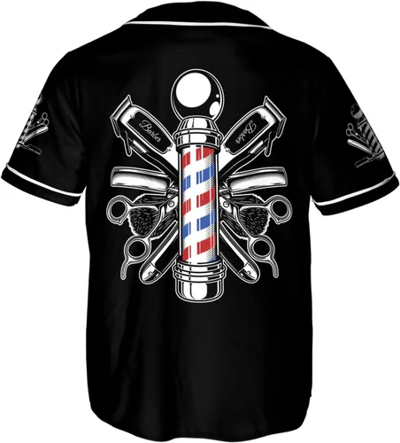 Miniatura 3 de Leprints Baber Shop - Camiseta de béisbol personalizada, para peluquería, camiseta de béisbol para peluquería, tijeras para barbero, hoja