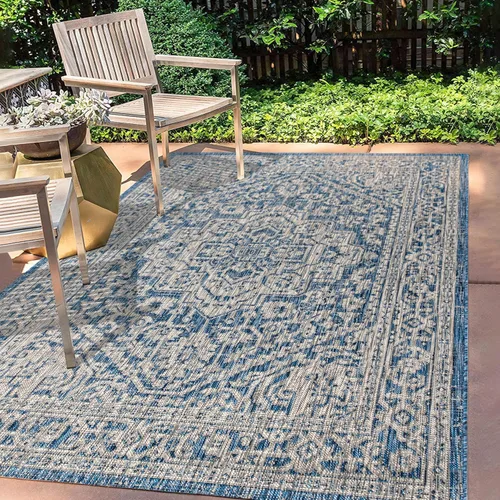 Miniatura 8 de Eyely BMS101D-28 - Alfombra de pasillo con textura de medallón de Santa Mónica Slesi, para interiores y exteriores, estilo costero, bohemio, Gris