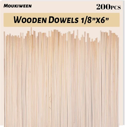 Miniatura 11 de Varillas de madera, 100 varillas redondas de madera de 1/4 x 6 pulgadas para manualidades, decoración del hogar, soporte de pasteles, accesorios