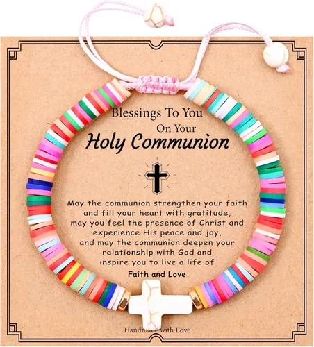 Miniatura 8 de NatuBeau Regalos de primera comunión, pulsera de cruz con tarjeta de regalo, regalos de santa comunión, regalos de bautismo, regalos de confirmación
