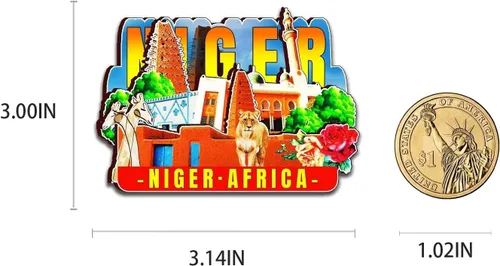 Miniatura 3 de Imán de nevera con imán de África del Níger Monumentos 3D de madera para viajes, recuerdos coleccionables, decoración hecha a mano, 2