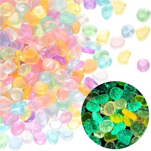 Miniatura 11 de OSOPOLA 150 PCS Piedras Luminosas - Rocas Luminosas Azules Decoraciones DIY Guijarros Decorativos para Acuario Pecera Acera Jardín Camino Patio