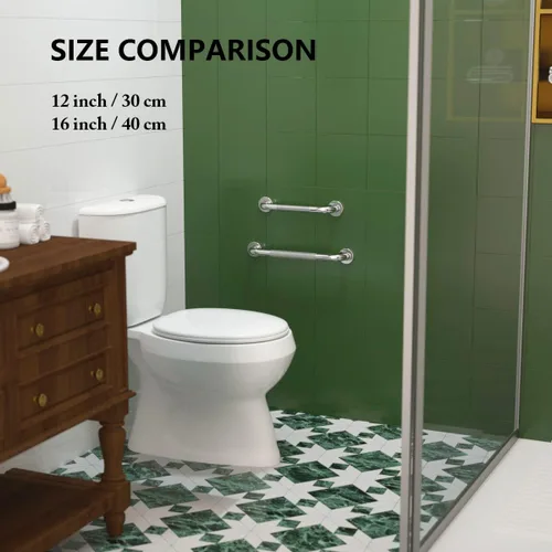 Miniatura 6 de Barra de agarre antideslizante de 12 pulgadas para ducha, Munzong, barra de baño de acero inoxidable, barra de equilibrio de baño satinada