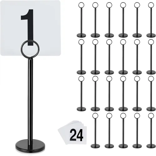Miniatura 2 de New Star Foodservice 27693 - Soporte para tarjetas de números de mesa con clip de anillo, con tarjetas de números, 1 a 24, juego de 24, 8 pulgadas