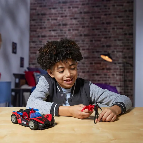 Miniatura 9 de Marvel Spider-Man VenomVersus Epic World of Action Miles Morales Remix Blast Racer 4 pulgadas (3.9 in) figura y coche de juguete, accesorios