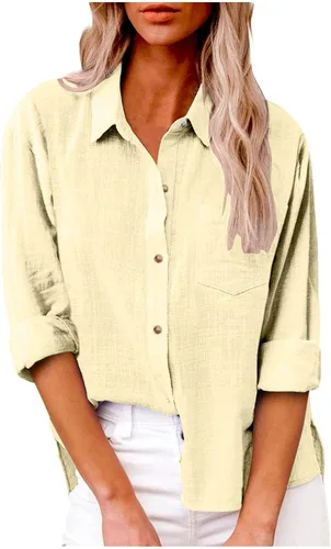 Miniatura 59 de SMIDOW Camisa de algodón y lino con botones para mujer