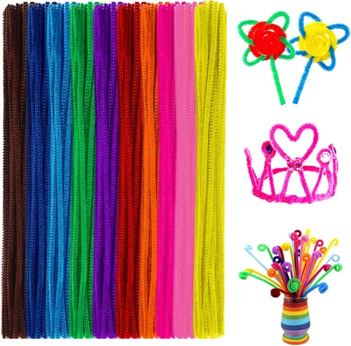 Anvin - Limpiadores de tubos 100 piezas, 10 colores, varillas de chenilla para manualidades de bricolaje, decoraciones, proyectos creativos
