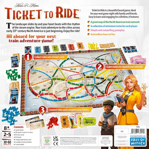 Miniatura 2 de Juego de mesa Ticket to Ride de Asmodee (Actualización 2025) - Una aventura ferroviaria a través del país para amigos y familia, juego de estrategia