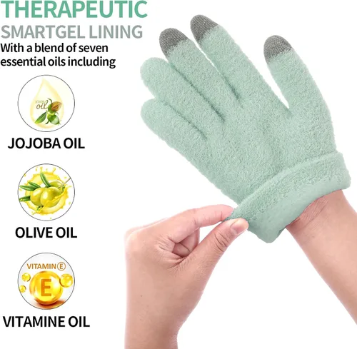 Miniatura 5 de Guantes de spa para manos secas, guantes hidratantes durante la noche con buen forro, guantes hidratantes para pantalla táctil para mujeres