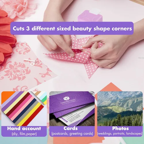 Miniatura 4 de Perforadora de esquina decorativa 3 en 1, perforadora de papel de esquina de 3 vías para manualidades de papel, diarios de viñetas, tarjetas
