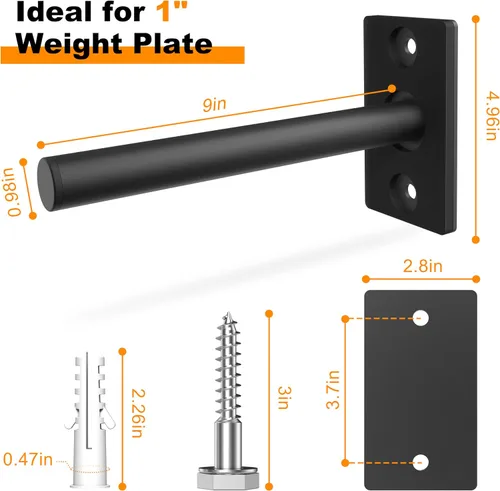 Miniatura 3 de Weight Plate Holder, Wall Mounted Weight Rack Storage for Weight Plates, Home Gym Organizer