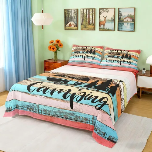 Miniatura 11 de Castle Fairy Juego de sábanas para niños, casa rodante y campista, juego de sábanas para decoración del hogar con bolsillo profundo, sábana encimera