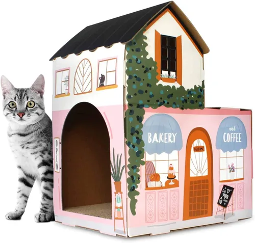 Miniatura 11 de American Cat Club Casa para gatos con rascador y hierba gatera incluidos - Casa de playa