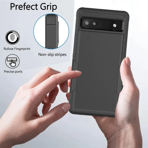 Miniatura 6 de Funda para Google Pixel 6A 5G, funda para teléfono de pasajeros [grado militar] 2 en 1 a prueba de golpes, resistente cubierta para Pixel 6A 5G
