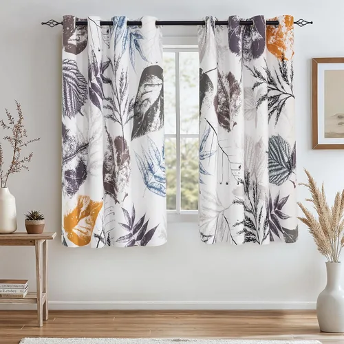 Miniatura 22 de SUBRTEX - Cortinas opacas de 52Wx63L, cortinas florales para oscurecer la habitación, cortinas de ventana aisladas térmicamente de 2 paneles