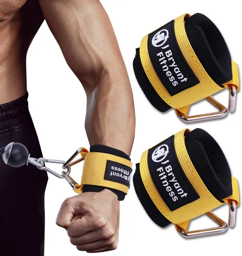 Miniatura 11 de J Bryant Muñequeras de fitness para máquinas de cable, correas de muñeca ajustables resistentes con acolchado de neopreno de 0.276 in para Negro