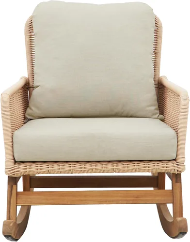 Miniatura 10 de Christopher Knight Home Nadine - Mecedora para patio, mecedora de mimbre, mecedora de patas de madera, silla de mimbre de ratán de polietileno, Beige