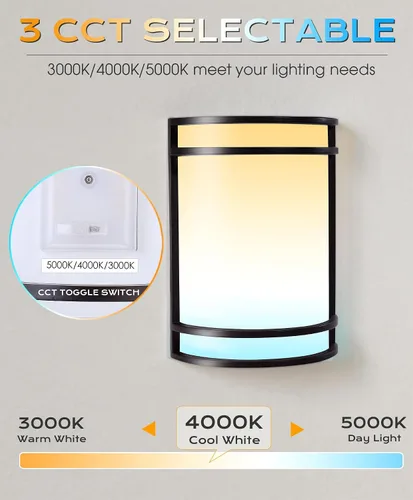 Miniatura 3 de CLOUDY BAY Aplique de pared LED de 3 colores, iluminación de pared, 3000 K/4000 K/5000 K, lámpara de pared ajustable de temperatura de color, 15 W