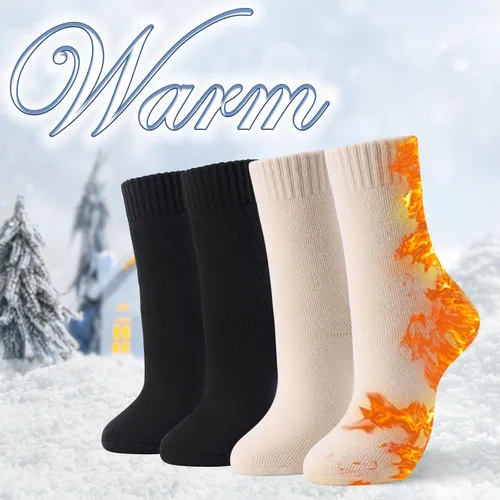 Miniatura 5 de 4 pares de calcetines térmicos gruesos para mujer, para clima frío extremo, calcetines cálidos de invierno, calcetines suaves y acogedores con caja
