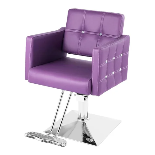 Miniatura 8 de Silla de salón rosa para estilista, silla de peluquería hidráulica ajustable en altura giratoria de 360 grados, sillón de peluquería para mujer