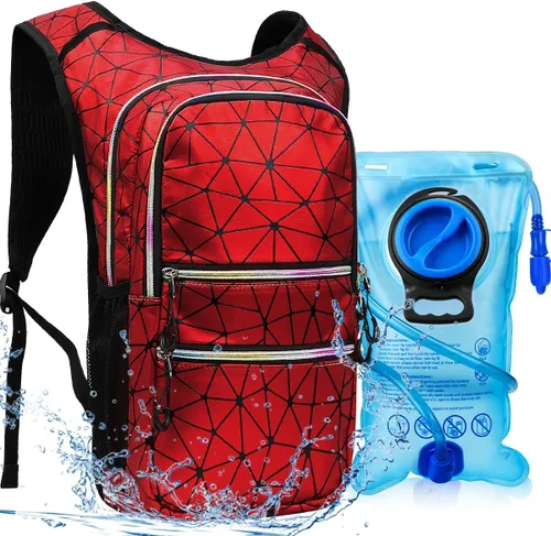 Miniatura 10 de Paquete de hidratación, mochila de agua con vejiga de hidratación de 3 L, aislamiento ligero, esencial para festivales, mochila de hidratación rave
