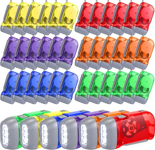 Miniatura 8 de Treela 36 Linternas de Manivela Manual Artículos a Granel para Navidad Linterna de Compresión Sin Batería Requerida Antorcha de 3 Modos de Carga azul