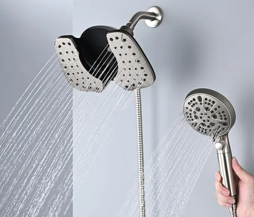 Miniatura 2 de INAVAMZ - Cabezal de ducha tipo lluvia y ducha de mano,10 pulgadas, níquel, presión 2.5 GPM, 10 ajustes de rociador, desmontable, interruptor