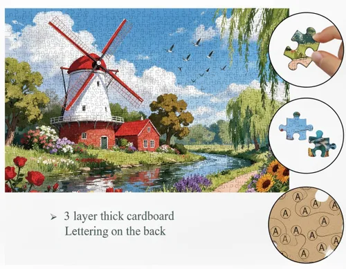 Miniatura 7 de Rompecabezas de 1000 piezas para adultos, serie estaciones, hermoso arte natural, juego meditativo para aliviar el estrés, grande de 28 x 20