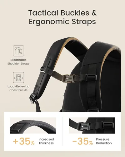 Miniatura 5 de LOVEVOOK Mochila para laptop para mujeres/hombres con correa de hebilla mejorada para portavasos y bolsillo de malla versátil, Negro, 15,6 pulg.