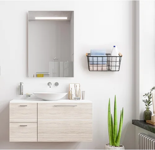 Miniatura 5 de Cestas colgantes de metal negro con asa, organizador de almacenamiento de pared de alambre con ganchos, cestas adhesivas para cocina, baño