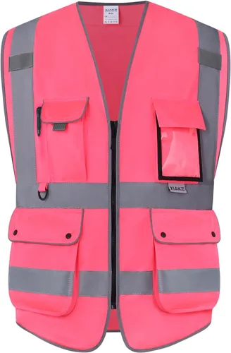 Miniatura 13 de XIAKE Chaleco de seguridad reflectante para hombres y mujeres, chaleco de alta visibilidad clase 2 con bolsillos, cumple con las normas ANSI Malla