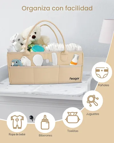 Miniatura 4 de Feagar Organizador de pañales para bebé, 15 pulgadas, grande, 2 paquetes con 8 bolsillos y 2 divisores, cesta de almacenamiento portátil
