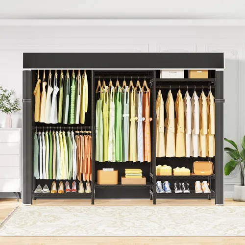 Miniatura 9 de Ulif E13C Sistema Organizador de Armario de Servicio Pesado, Estantes de Ropa Independientes para Colgar Ropa, Perchero Ajustable de 63" An x 16" Pr