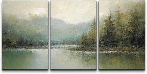 Miniatura 84 de wall26 Lienzo enmarcado para pared, juego de arte con trazos de pintura roja y naranja vibrante, paisaje, formas abstractas, ilustraciones, arte